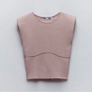 Zara Nude Pink Sleeveless Knit Top